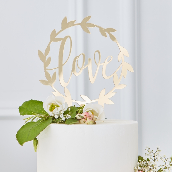 Cake Topper - love - Gold